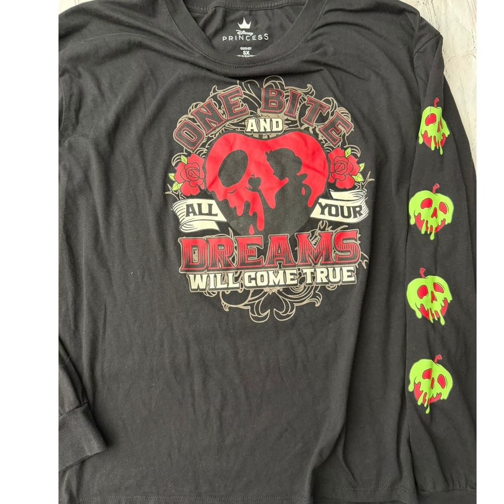 Disney Princess Snow White Evil Queen Long Sleeve Graphic Tee Black 3X